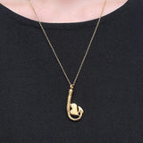 Maxbell Stainless Steel Fish Hook Heart Pendant Cremation Ashes Keepsake Gold