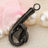 Maxbell Stainless Steel Fish Hook Heart Pendant Cremation Ashes Keepsake Black