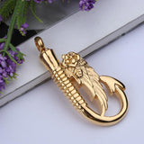Maxbell Stainless Steel Fish Hook Angel Wing Pendant Cremation Ashes Keepsake Golden