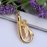 Maxbell Stainless Steel Fish Hook Angel Wing Pendant Cremation Ashes Keepsake Golden