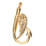 Maxbell Stainless Steel Fish Hook Angel Wing Pendant Cremation Ashes Keepsake Golden