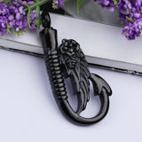 Maxbell Stainless Steel Fish Hook Angel Wing Pendant Cremation Ashes Keepsake Black