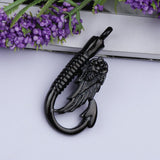 Maxbell Stainless Steel Fish Hook Angel Wing Pendant Cremation Ashes Keepsake Black