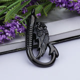 Maxbell Stainless Steel Fish Hook Angel Wing Pendant Cremation Ashes Keepsake Black