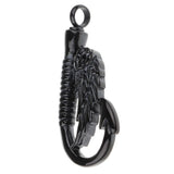Maxbell Stainless Steel Fish Hook Angel Wing Pendant Cremation Ashes Keepsake Black