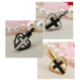 Maxbell Enamel Stainless Steel Cross Crucifix Heart Pendant Keepsake Silver Black