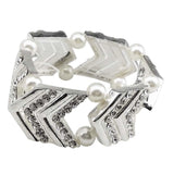 Maxbell Elegant Wedding Bridal Stretch Clear Rhinestone Bracelet Bangle  Silvery