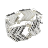 Maxbell Elegant Wedding Bridal Stretch Clear Rhinestone Bracelet Bangle  Silvery