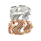 Maxbell Elegant Wedding Bridal Stretch Clear Rhinestone Bracelet Bangle  Silvery