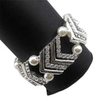 Maxbell Elegant Wedding Bridal Stretch Clear Rhinestone Bracelet Bangle  Silvery