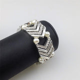 Maxbell Elegant Wedding Bridal Stretch Clear Rhinestone Bracelet Bangle  Silvery