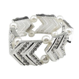 Maxbell Elegant Wedding Bridal Stretch Clear Rhinestone Bracelet Bangle  Silvery