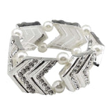 Maxbell Elegant Wedding Bridal Stretch Clear Rhinestone Bracelet Bangle  Silvery