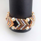 Maxbell Elegant Wedding Bridal Stretch Clear Rhinestone Bracelet Bangle  Rose Gold