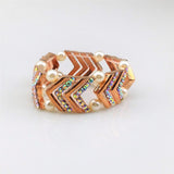 Maxbell Elegant Wedding Bridal Stretch Clear Rhinestone Bracelet Bangle  Rose Gold