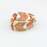 Maxbell Elegant Wedding Bridal Stretch Clear Rhinestone Bracelet Bangle  Rose Gold