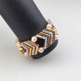 Maxbell Elegant Wedding Bridal Stretch Clear Rhinestone Bracelet Bangle  Rose Gold