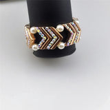 Maxbell Elegant Wedding Bridal Stretch Clear Rhinestone Bracelet Bangle  Rose Gold