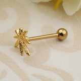 Maxbell Stainless Steel Tongue Lip Bars Rings Barbell Piercing Maple Leaf 14G Gold