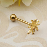 Maxbell Stainless Steel Tongue Lip Bars Rings Barbell Piercing Maple Leaf 14G Gold