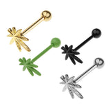 Maxbell Stainless Steel Tongue Lip Bars Rings Barbell Piercing Maple Leaf 14G Gold