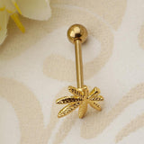 Maxbell Stainless Steel Tongue Lip Bars Rings Barbell Piercing Maple Leaf 14G Gold