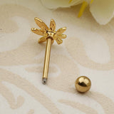 Maxbell Stainless Steel Tongue Lip Bars Rings Barbell Piercing Maple Leaf 14G Gold