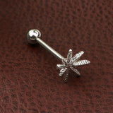 Maxbell Stainless Steel Tongue Lip Bars Rings Barbell Piercing Maple Leaf 14G Silver