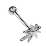 Maxbell Stainless Steel Tongue Lip Bars Rings Barbell Piercing Maple Leaf 14G Silver