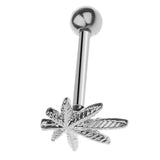 Maxbell Stainless Steel Tongue Lip Bars Rings Barbell Piercing Maple Leaf 14G Silver