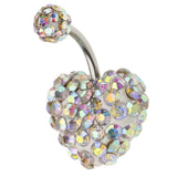 Maxbell Crystal Heart Dangle Button Belly Navel Ring Bar Body Jewelry 14G Multicolor