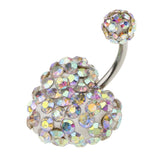 Maxbell Crystal Heart Dangle Button Belly Navel Ring Bar Body Jewelry 14G Multicolor