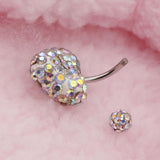 Maxbell Crystal Heart Dangle Button Belly Navel Ring Bar Body Jewelry 14G Multicolor