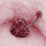 Maxbell Crystal Heart Dangle Button Belly Navel Ring Bar Body Jewelry 14G Pink