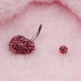 Maxbell Crystal Heart Dangle Button Belly Navel Ring Bar Body Jewelry 14G Pink