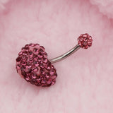 Maxbell Crystal Heart Dangle Button Belly Navel Ring Bar Body Jewelry 14G Pink