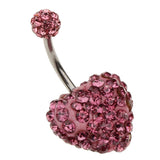 Maxbell Crystal Heart Dangle Button Belly Navel Ring Bar Body Jewelry 14G Pink