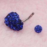 Maxbell Crystal Heart Dangle Button Belly Navel Ring Bar Body Jewelry 14G Dark Blue