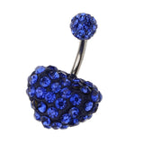 Maxbell Crystal Heart Dangle Button Belly Navel Ring Bar Body Jewelry 14G Dark Blue