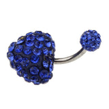 Maxbell Crystal Heart Dangle Button Belly Navel Ring Bar Body Jewelry 14G Dark Blue