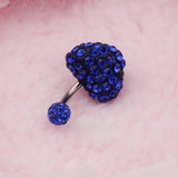 Maxbell Crystal Heart Dangle Button Belly Navel Ring Bar Body Jewelry 14G Dark Blue