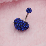 Maxbell Crystal Heart Dangle Button Belly Navel Ring Bar Body Jewelry 14G Dark Blue