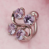 Maxbell 14G Zircon Crystal Belly Button Bar Navel Ring Body Piercing Jewelry Purple