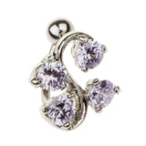 Maxbell 14G Zircon Crystal Belly Button Bar Navel Ring Body Piercing Jewelry Purple