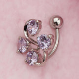 Maxbell 14G Zircon Crystal Belly Button Bar Navel Ring Body Piercing Jewelry Purple