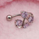 Maxbell 14G Zircon Crystal Belly Button Bar Navel Ring Body Piercing Jewelry Purple