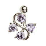 Maxbell 14G Zircon Crystal Belly Button Bar Navel Ring Body Piercing Jewelry Purple