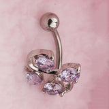 Maxbell 14G Zircon Crystal Belly Button Bar Navel Ring Body Piercing Jewelry Purple