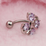 Maxbell 14G Zircon Crystal Belly Button Bar Navel Ring Body Piercing Jewelry Purple