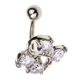 Maxbell 14G Zircon Crystal Belly Button Bar Navel Ring Body Piercing Jewelry Purple